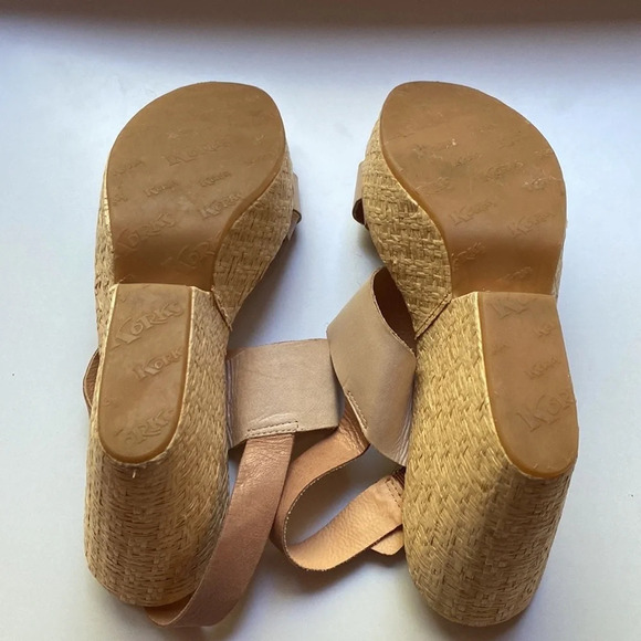 Korks Kork-Ease Leather Wedge Strappy Sandal 10.5 Comfort Jessie Off-white Shoes - Picture 6 of 12